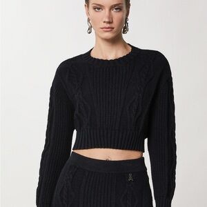 2/$250 Patrizia Pepe black cable knit cropped sweater - XS (0) NWOT
